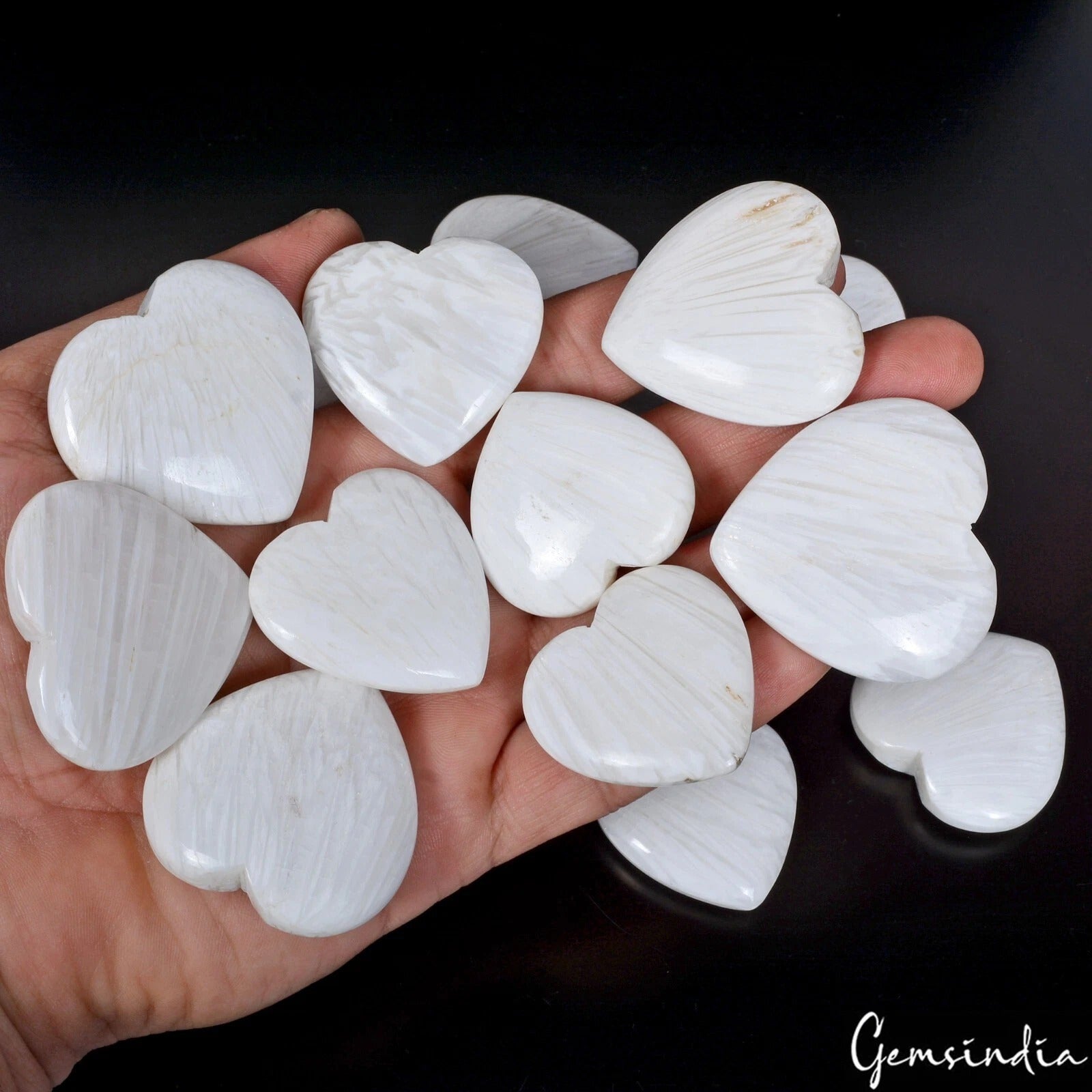 Selenite Lot, Loose Gemstone, Untreated, White — 14 Pieces, 34mm to 43mm, 1430 Ct, Madagascar