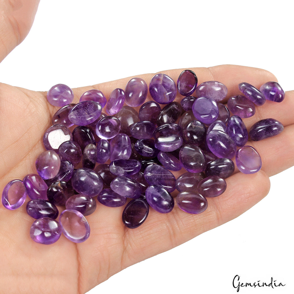 Amethyst Lot, Cabochon, Untreated, Purple — 68 Pieces, 10mm to 14mm, 310.00 Ct