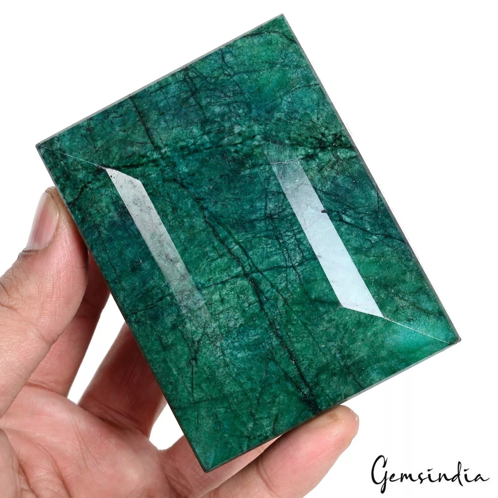3340Ct Natural Huge Green Emerald Earth-Mined Museum Size Baguette Cut Gemstone