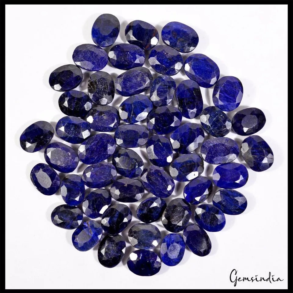 600 Ct/50 Pcs Natural Blue Sapphire Oval Cut 13mm-17mm Loose Ring Size Gemstones