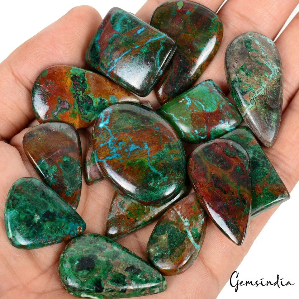 15 Pcs Natural Azurite Chrysocolla Untreated Mix Cabochon Loose Gemstones~500 Ct