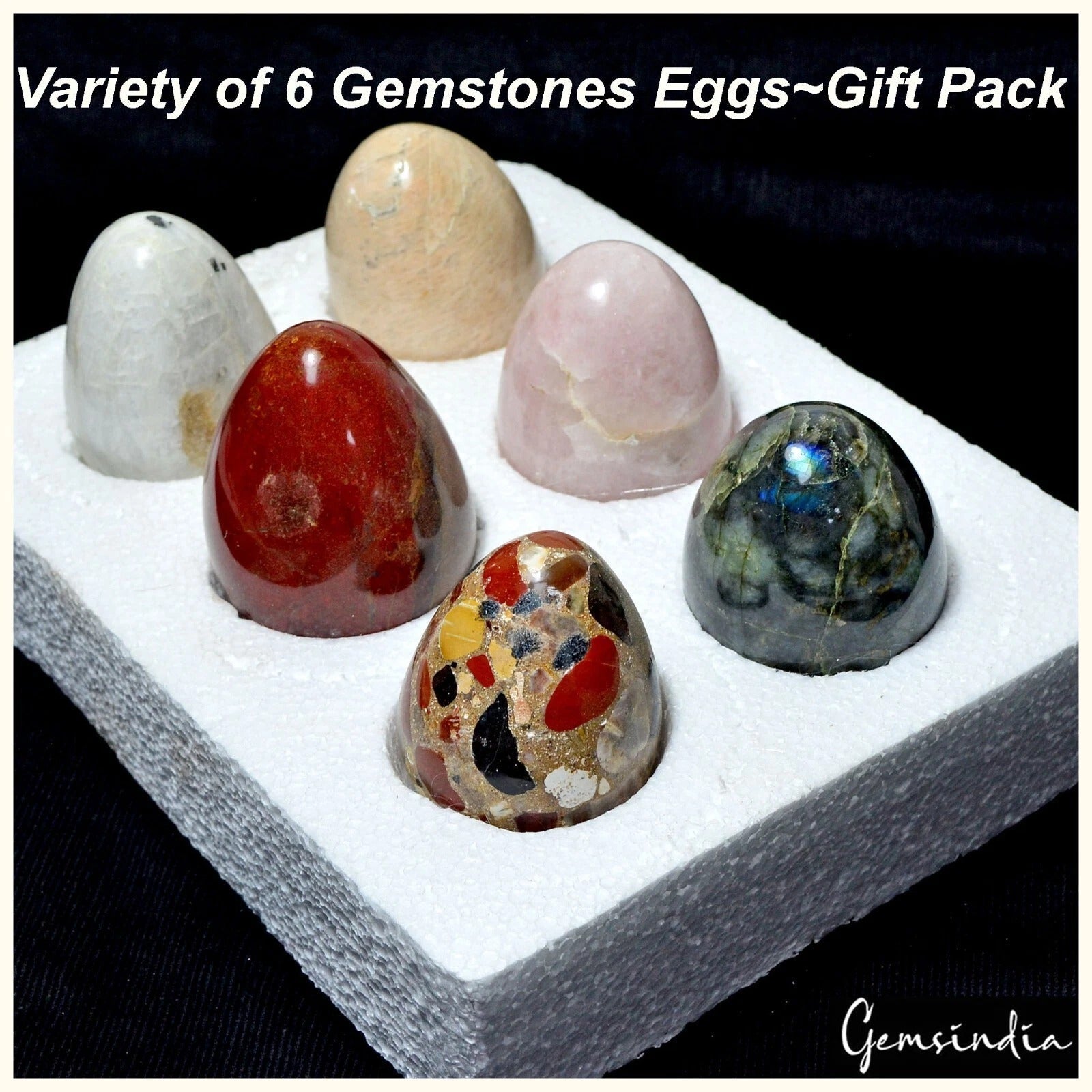 2 Kilo Natural Multi Gemstones Polished Crystal Healing Mineral Eggs /6 Pcs