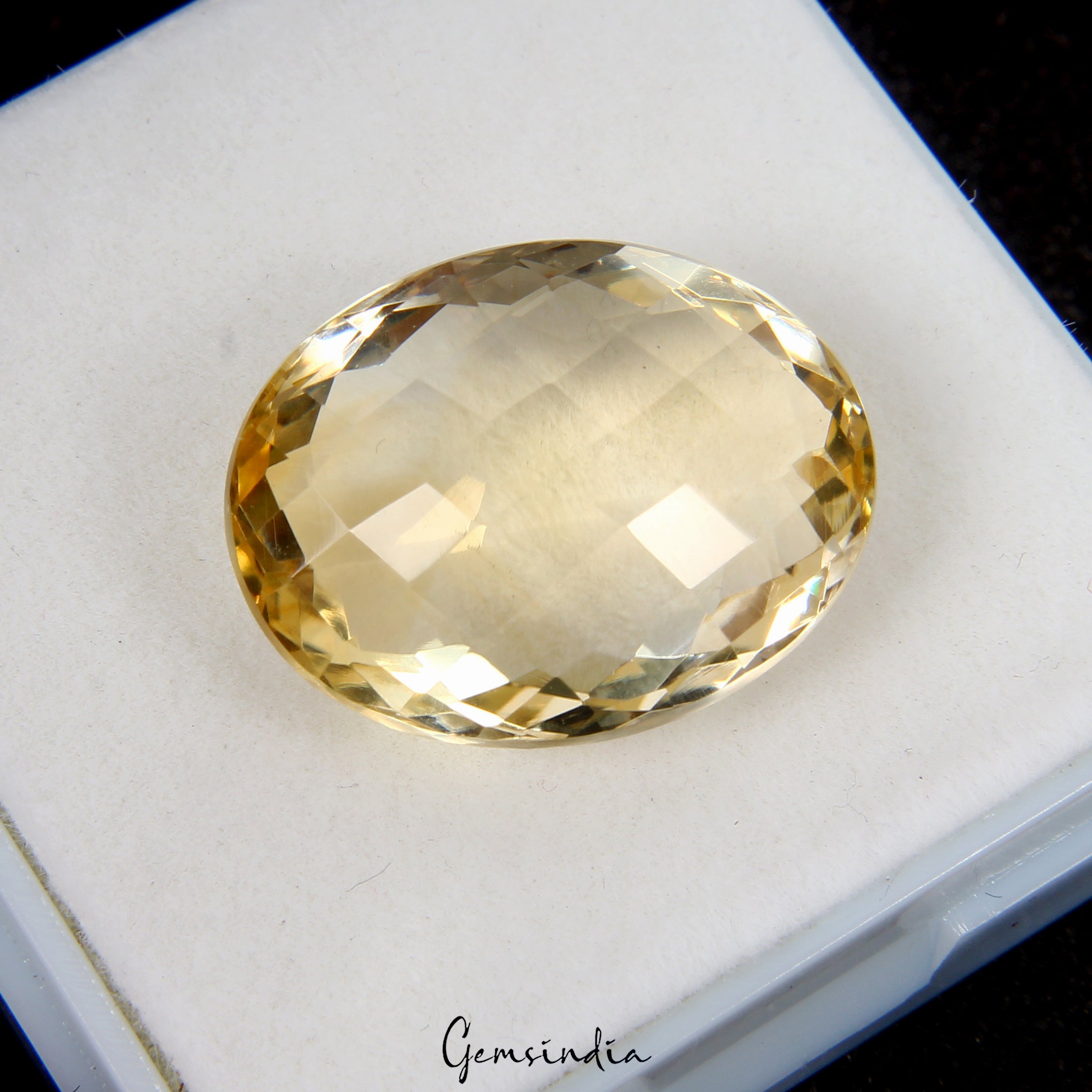 VVS 19.40 Ct Natural Citrine Oval Checker Cut 20mmx16mm Certified Loose Gemstone