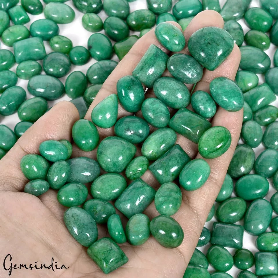 5000 Ct/345 Pcs Natural Brazilian Emerald Mix Cab Loose Ring Size Gemstones Lot