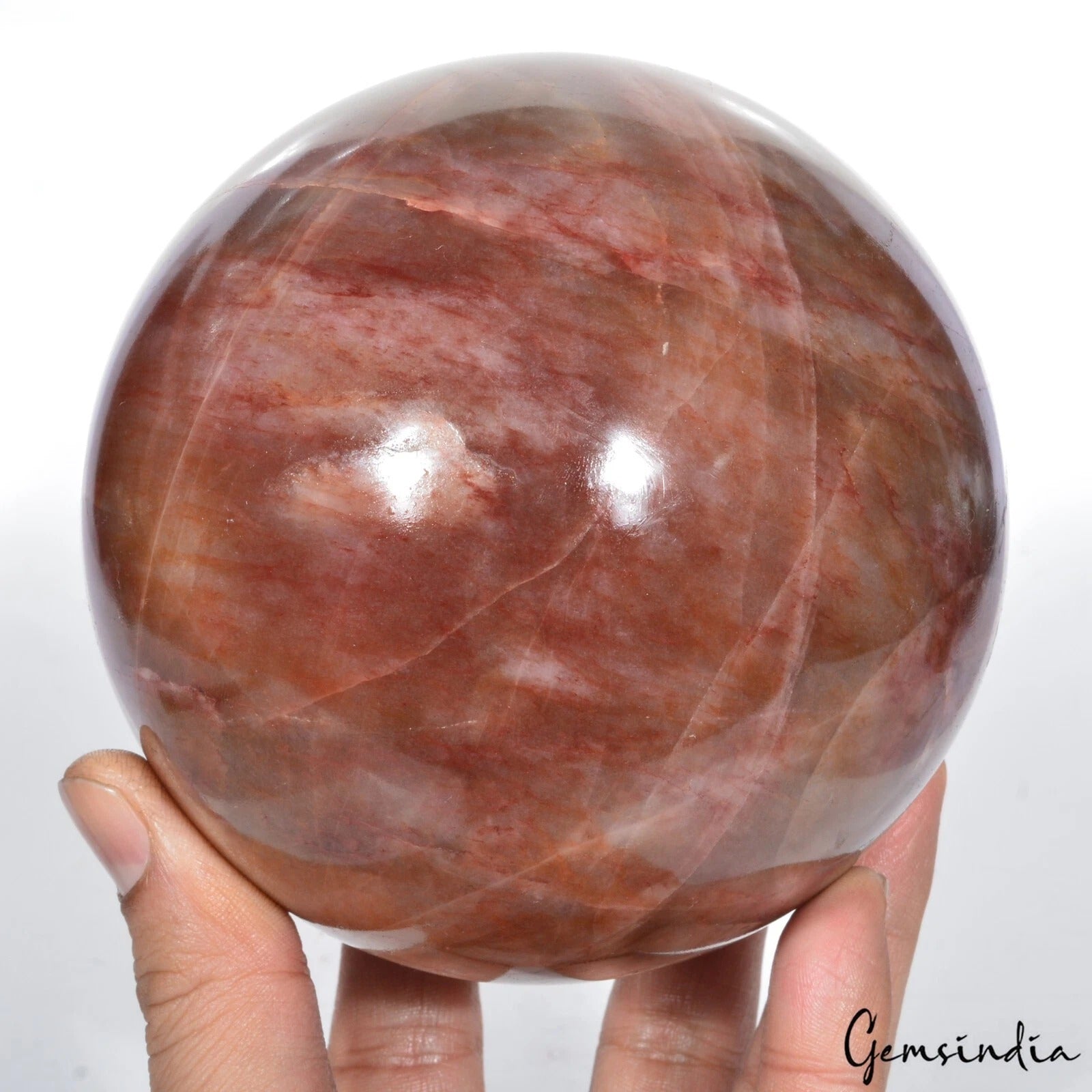 Red Jasper Sphere, Untreated — 4.4" in diameter, 2.016 Kg (10080 Ct), Madagascar
