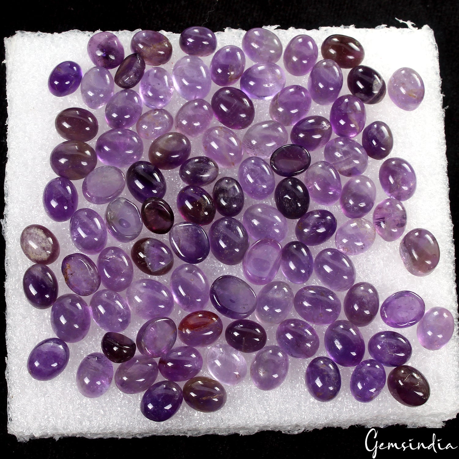 300 Cts/8-11mm Natural Untreated Purple Amethyst Oval Cab Gems For Jewelry