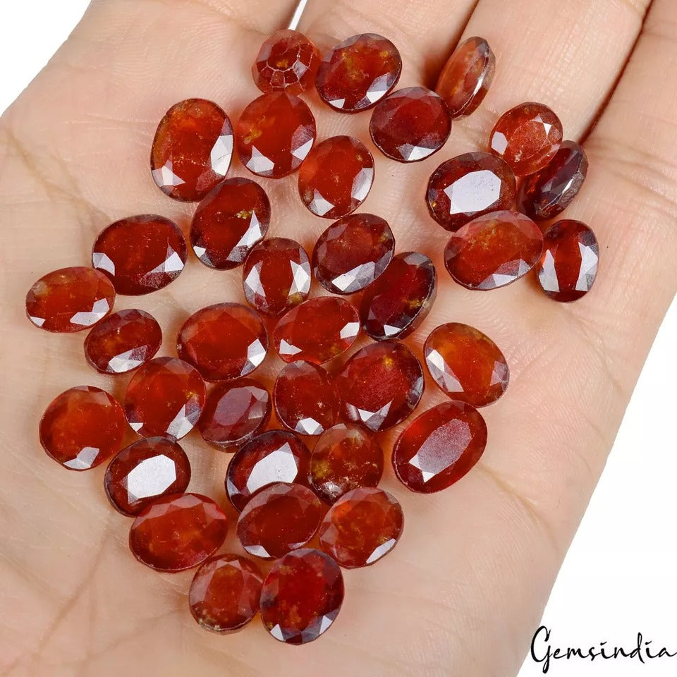 Certified 146 Ct/37 Pcs Natural Untreated Ceylon Hessonite Garnet Oval Rare Gems
