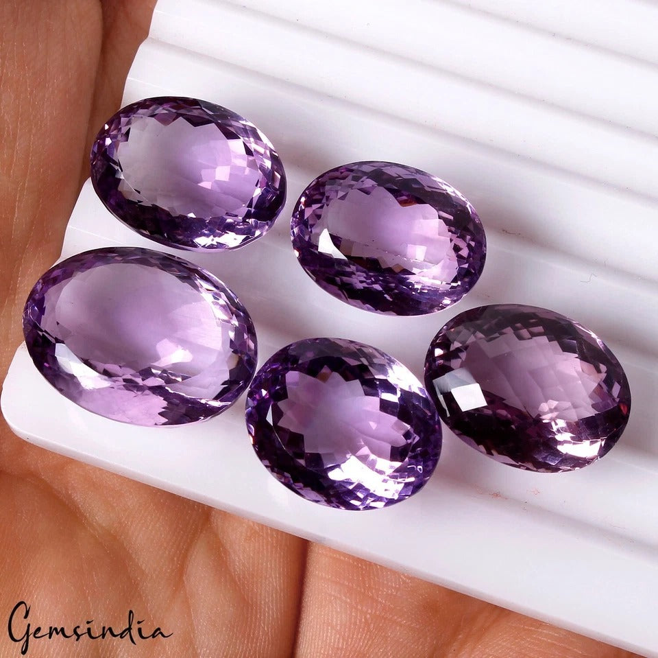 Amethyst Lot, Loose Gemstone, Untreated, Purple — 5 Pieces, 20mm to 24mm, 138.60 Ct, Brazil