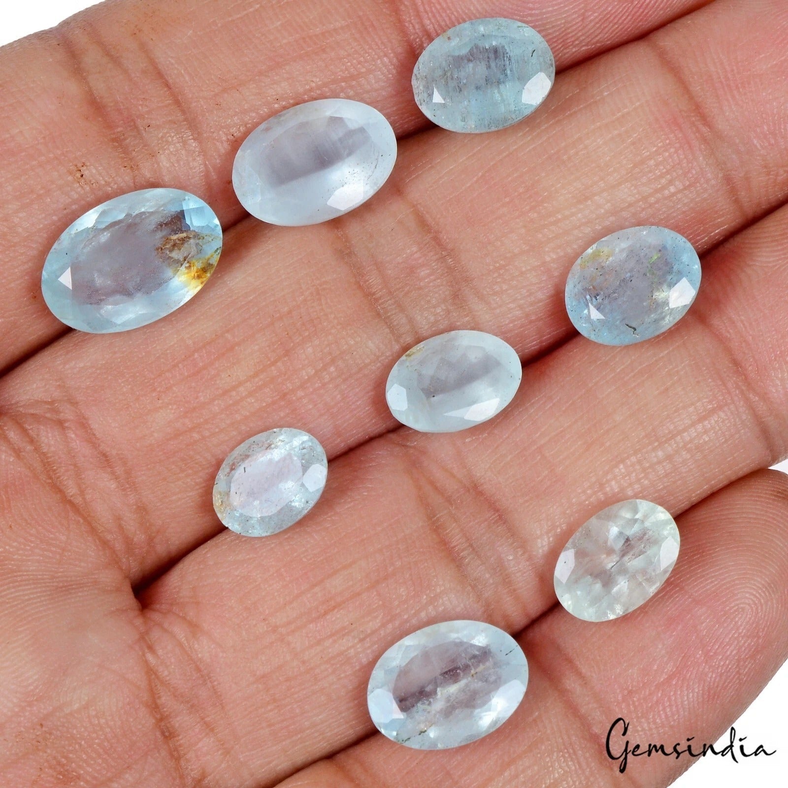 Certified 23.20 Ct/8 Pcs Natural Untreated Blue Aquamarine Oval Gems For Jewelry