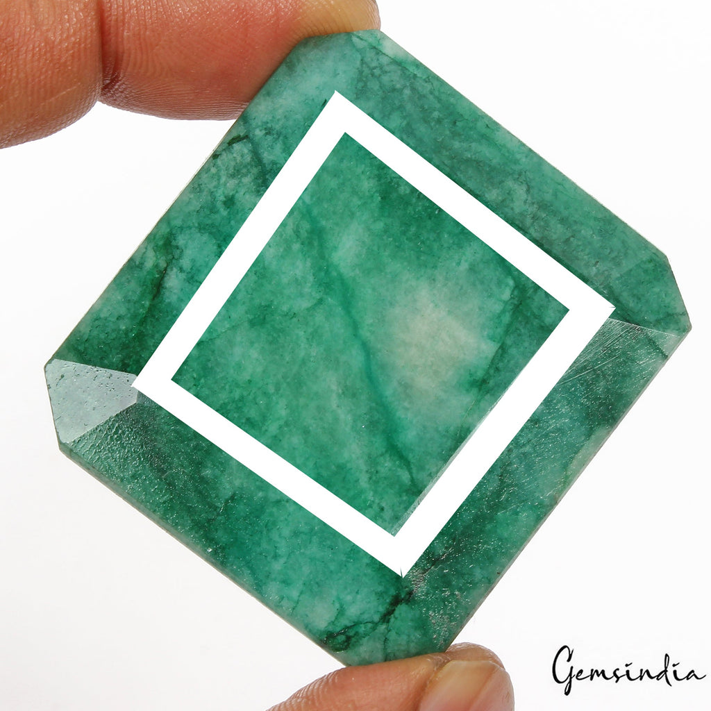 Certified 230 Cts Natural Brazilian Green Emerald Octagon Cut Gem For Pendant