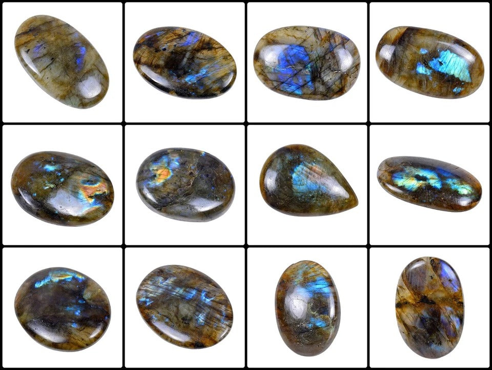 1640 Cts/12 Pcs Natural Untreated Blue Shine Labradorite Mix Cab Loose Gems Lot