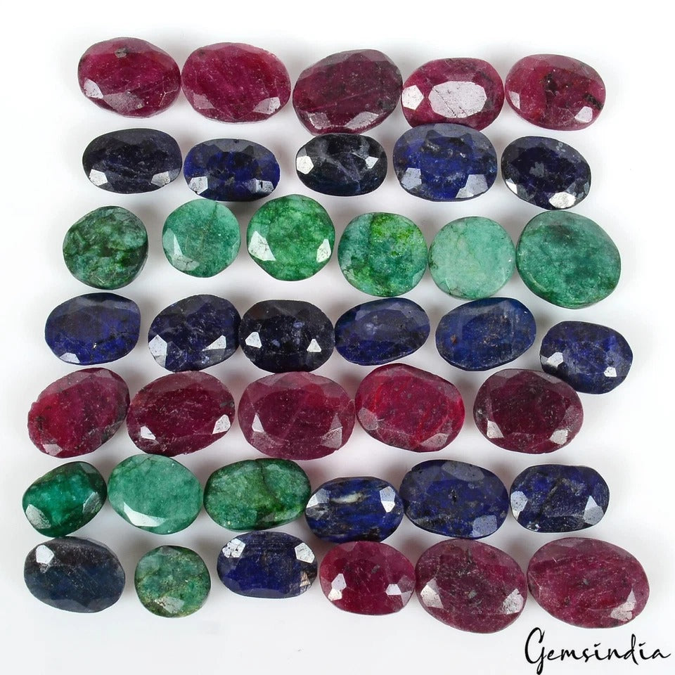 Ruby Lot, Loose Gemstone, Oval Cut, Color Enhanced — 31 Pieces, 12mm to 18mm, 440 Ct