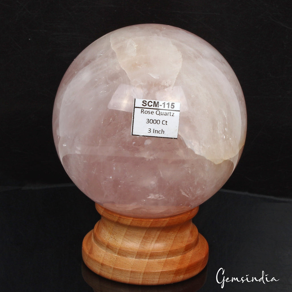 3000 Ct Natural Pink Rose Quartz Healing Crystal Mineral Sphere Gems With Stand