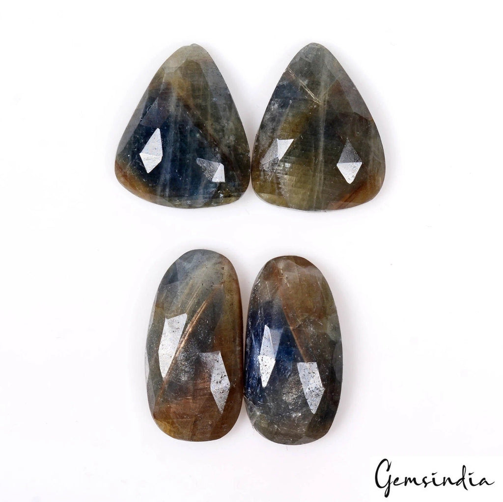 Certified 120 Ct/4 Pcs Natural Untreated Blue Sapphire Mix Checker Cut Gem Pairs