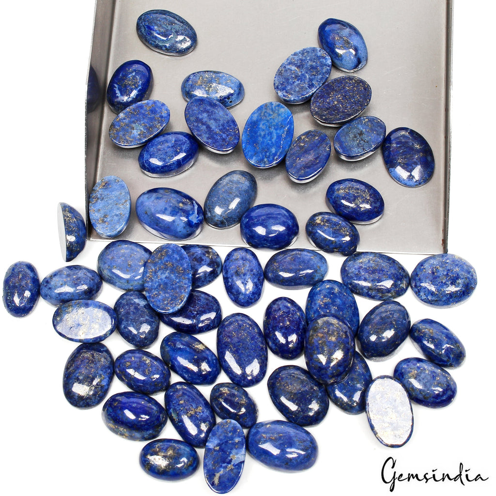 430 Ct Natural Blue Lapis Lazuli Oval Cab Loose Wholesale Gemstones Lot 51 Pcs