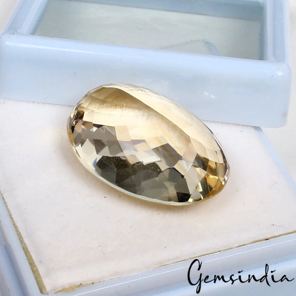 27.70 Ct Natural Untreated Yellow Citrine Oval Faceted Loose Gems For Jewelry