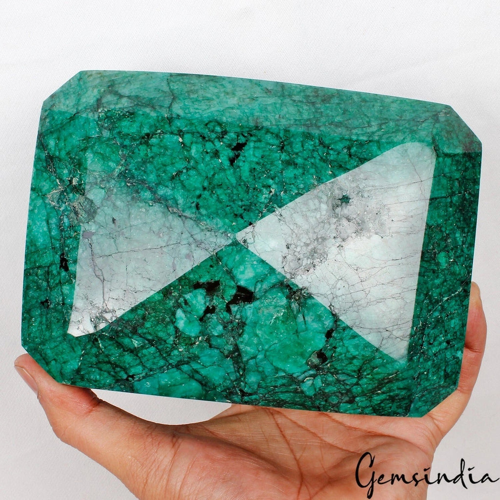 Big 3.87 Kilo Natural Finest Green Emerald Octagon Excellent Cut Grade Huge Gems