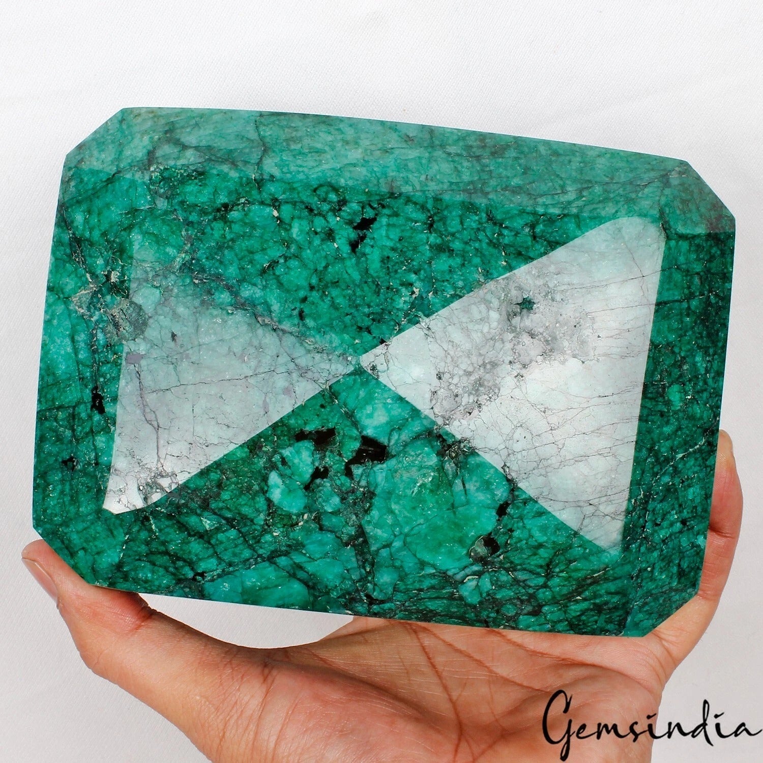 Big 3.87 Kilo Natural Finest Green Emerald Octagon Excellent Cut Grade Huge Gems