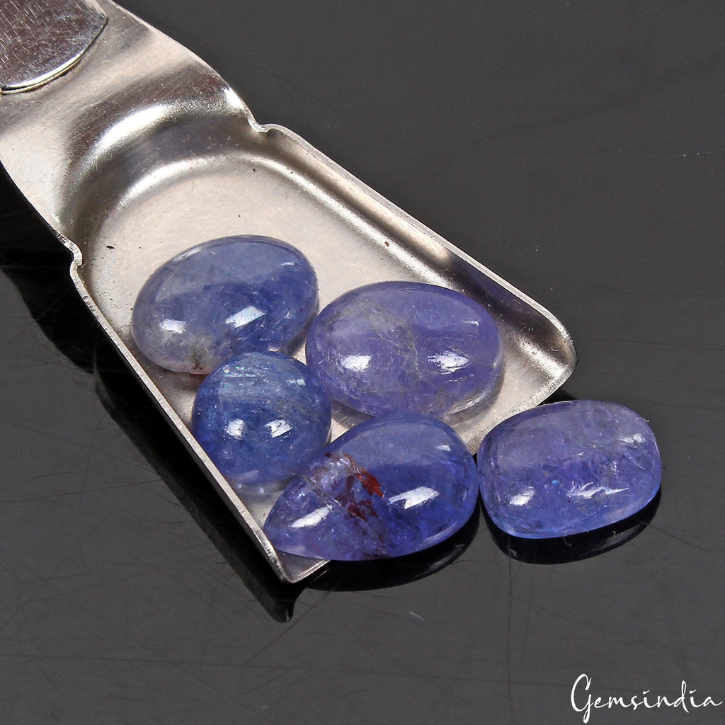 18.10 Ct Natural Tanzanite Mix Cabochon Loose Untreated 7-13mm Gemstones~ 5 Pcs