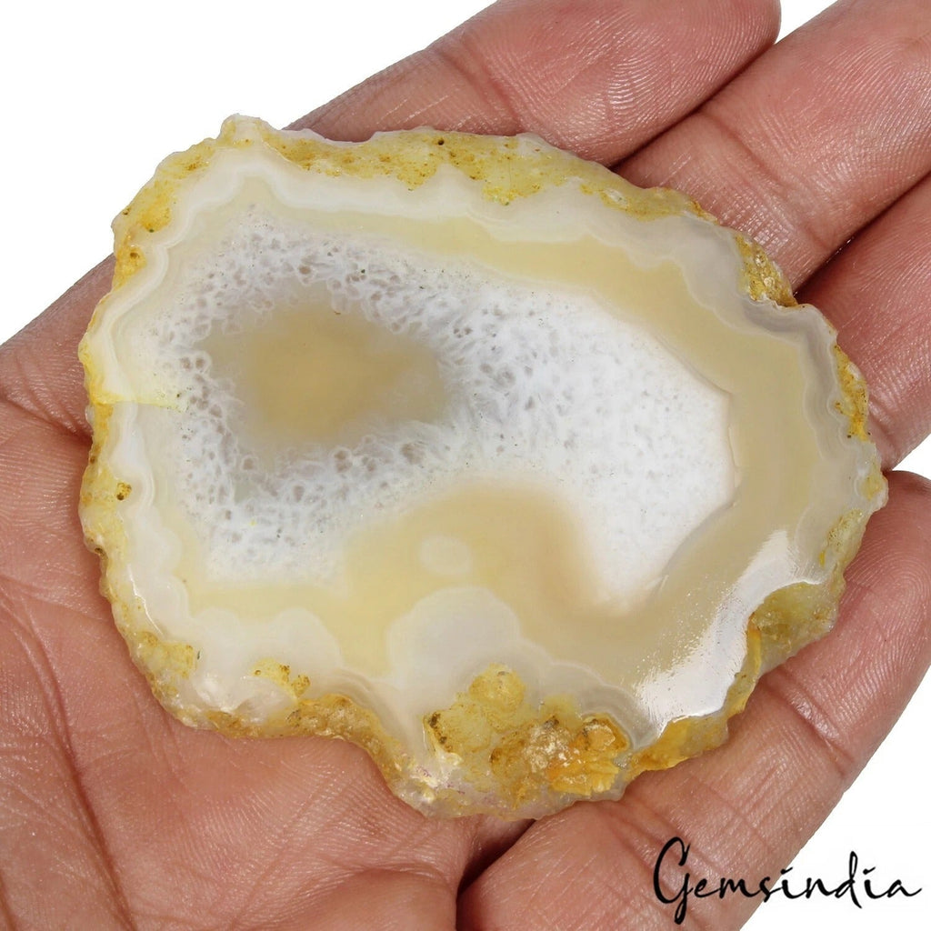 274 Ct Natural yellow-White Onyx/Agate Freeform Slice Cabochon — Pendant Jewelry