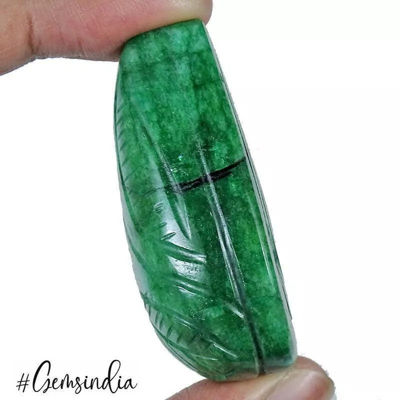 Emerald Carving, Pear Carved, Color Enhanced — 50x42x20mm, 310 Ct, Brazil
