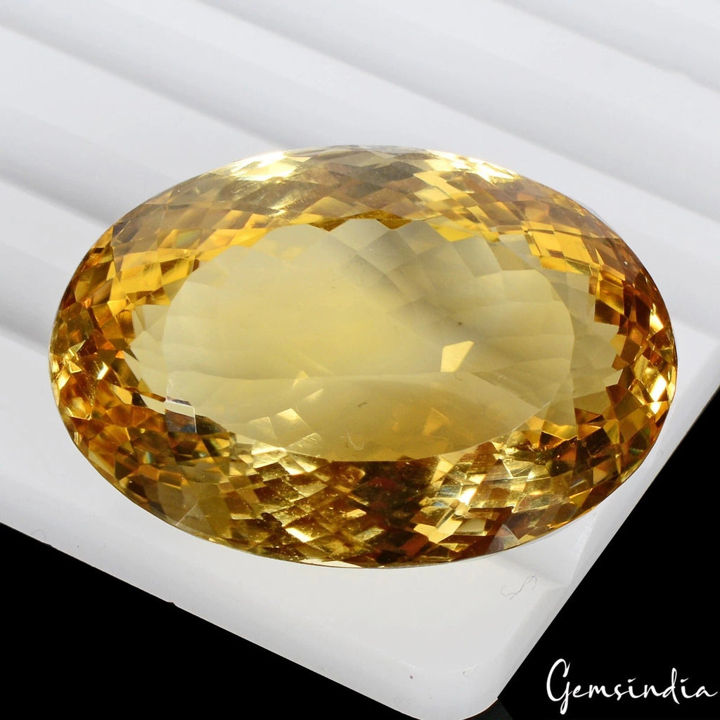 Certified 71.20 Cts Natural Untreated Brazilian Yellow Citrine Oval Precious Gem