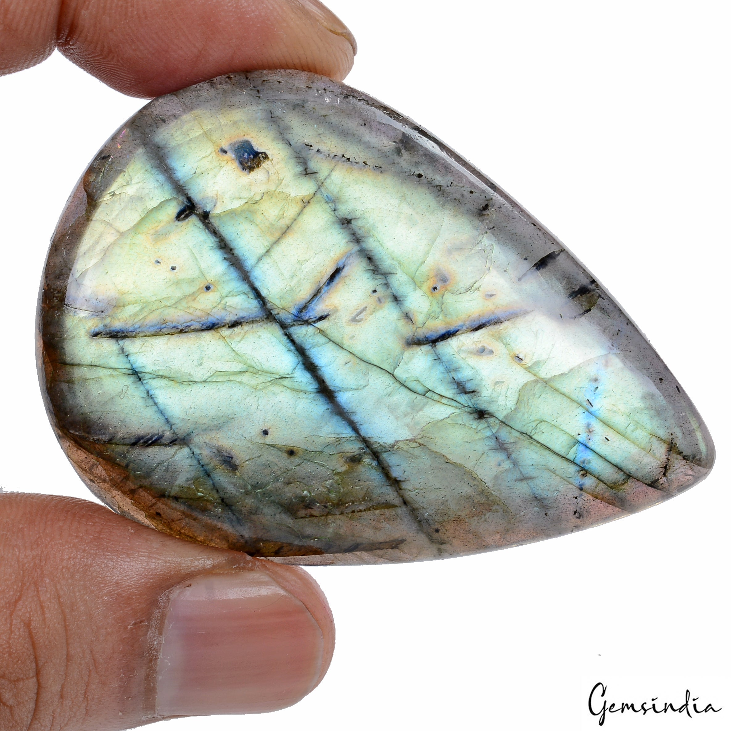 Certified 150 Ct Natural Untreated Blue Shine Labradorite Pear Gem For Pendant