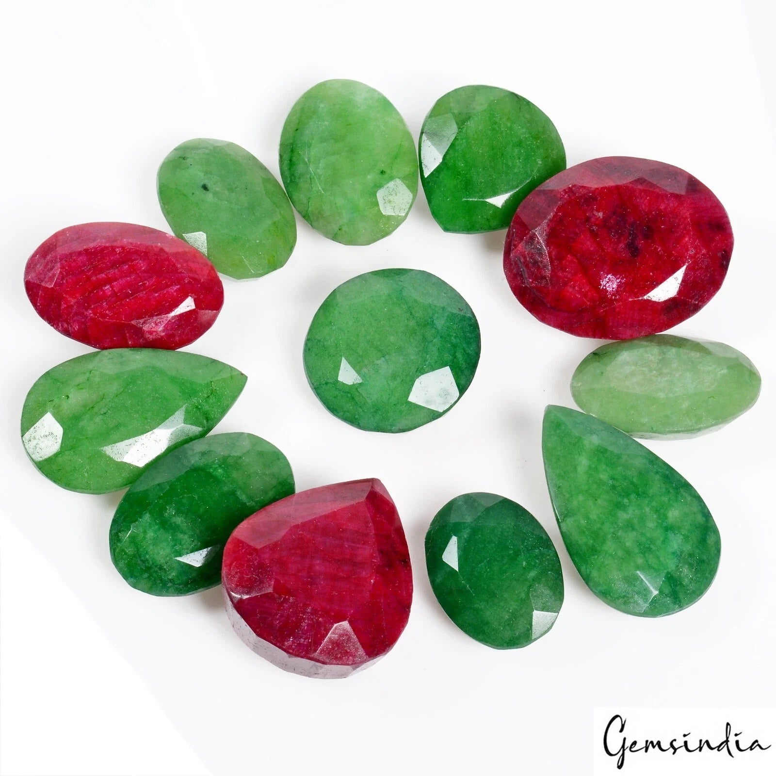 Ruby Lot, Loose Gemstone, Oval, Pear & Round Cut, Red — 12 Pieces, 26mm to 38mm, 950 Ct, Brazil