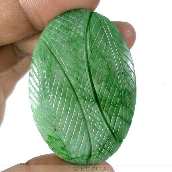 222 Ct Natural Finest Green Emerald Oval Shape Hand Carved Loose Brazil Gemstone
