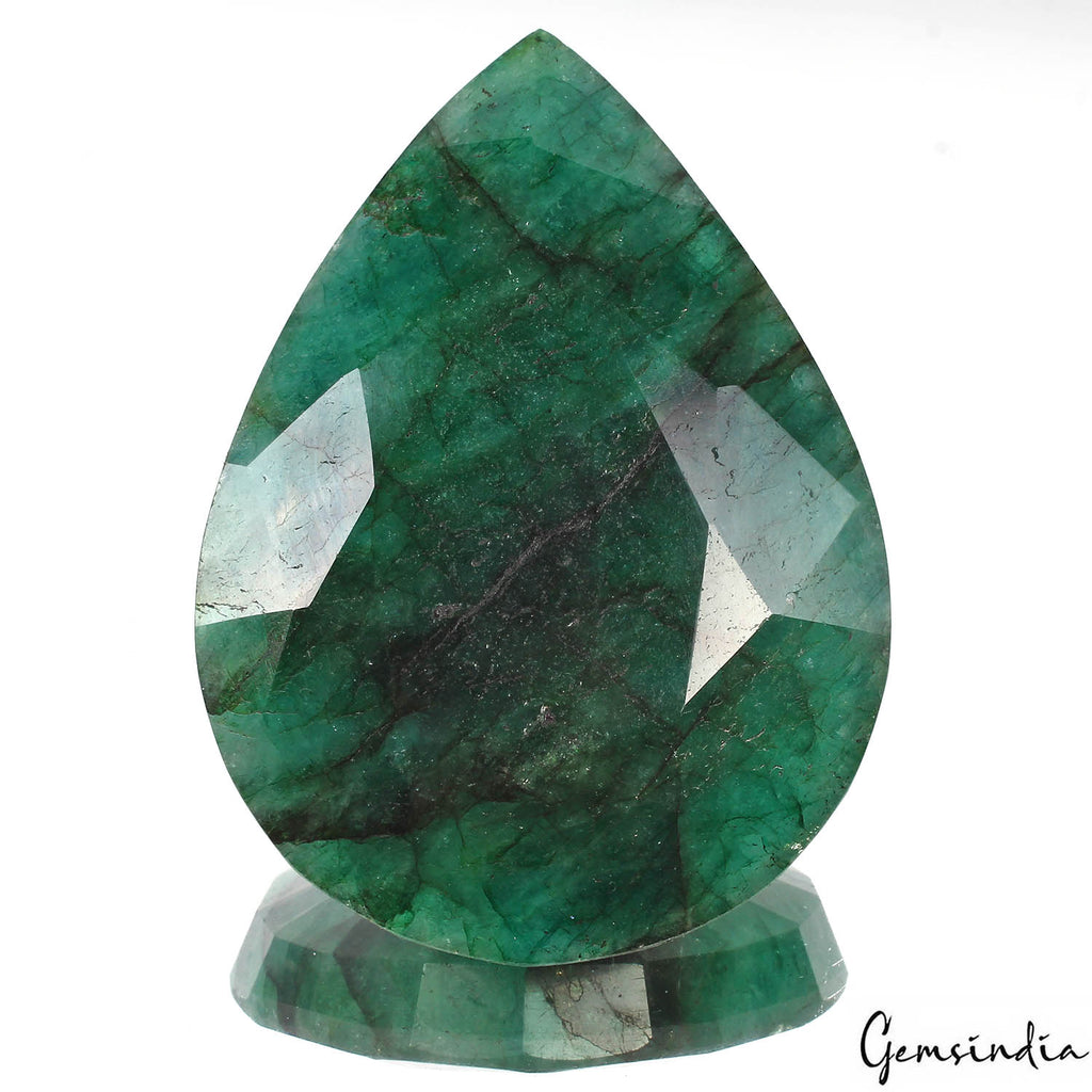 Brazilian Emerald Loose Gemstone, Pear Cut, Color Enhanced — 95 x 69 x 20mm, 950 Ct, Brazil