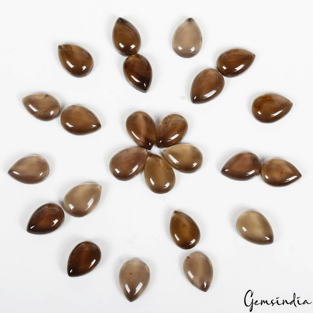 120 Ct/24 Pcs Natural Untreated Smoky Quartz Pear Cab Calibrated 13x9mm Gems Lot