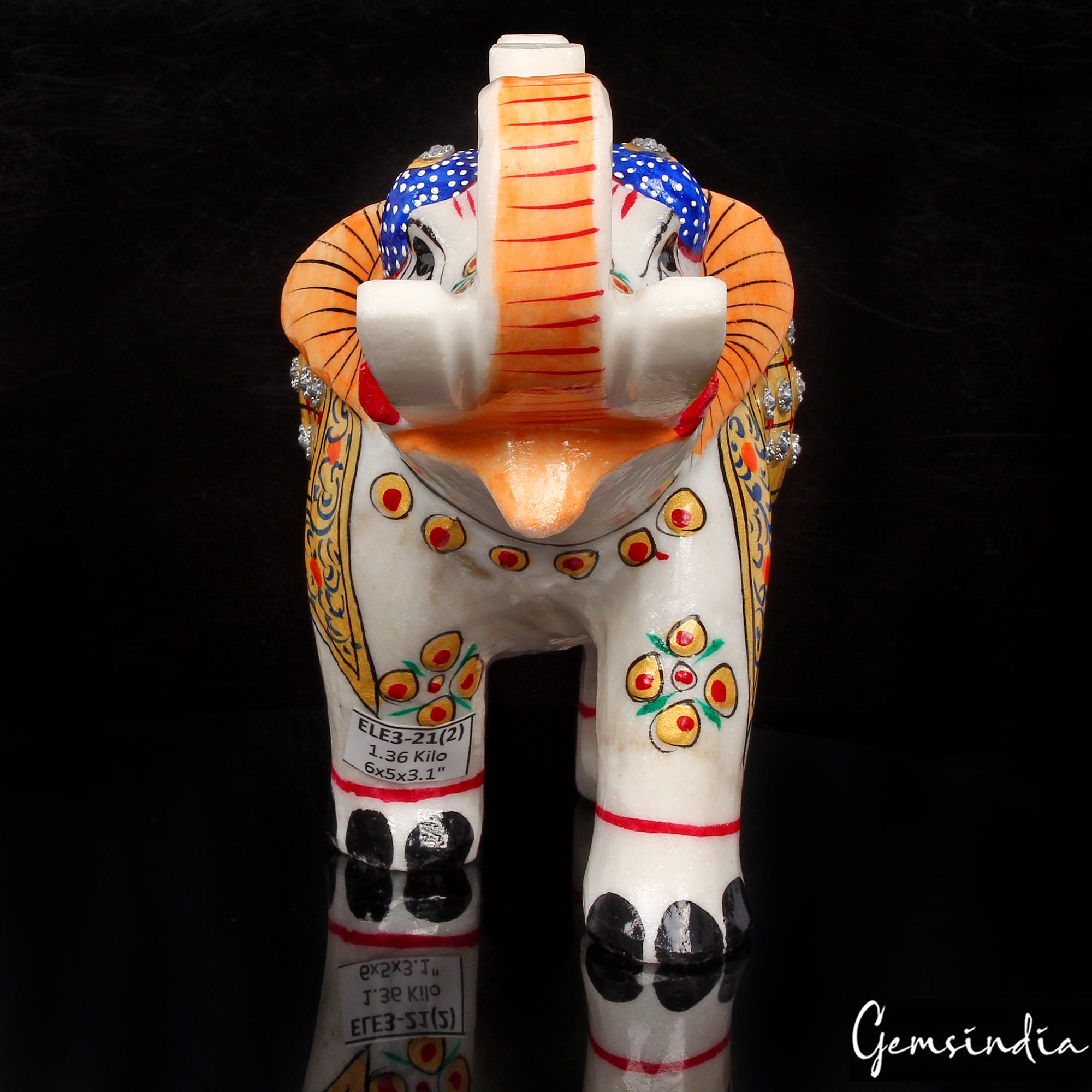 Marble Elephant Figurine — 6x5x3.1 Inch, 1.36 Kg