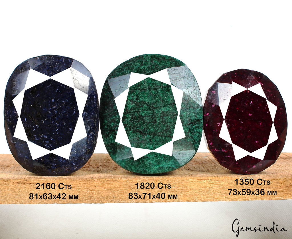 5340 Ct Natural Ruby Emerald Sapphire Oval Cut Huge Size Loose Gemstones 73-83mm