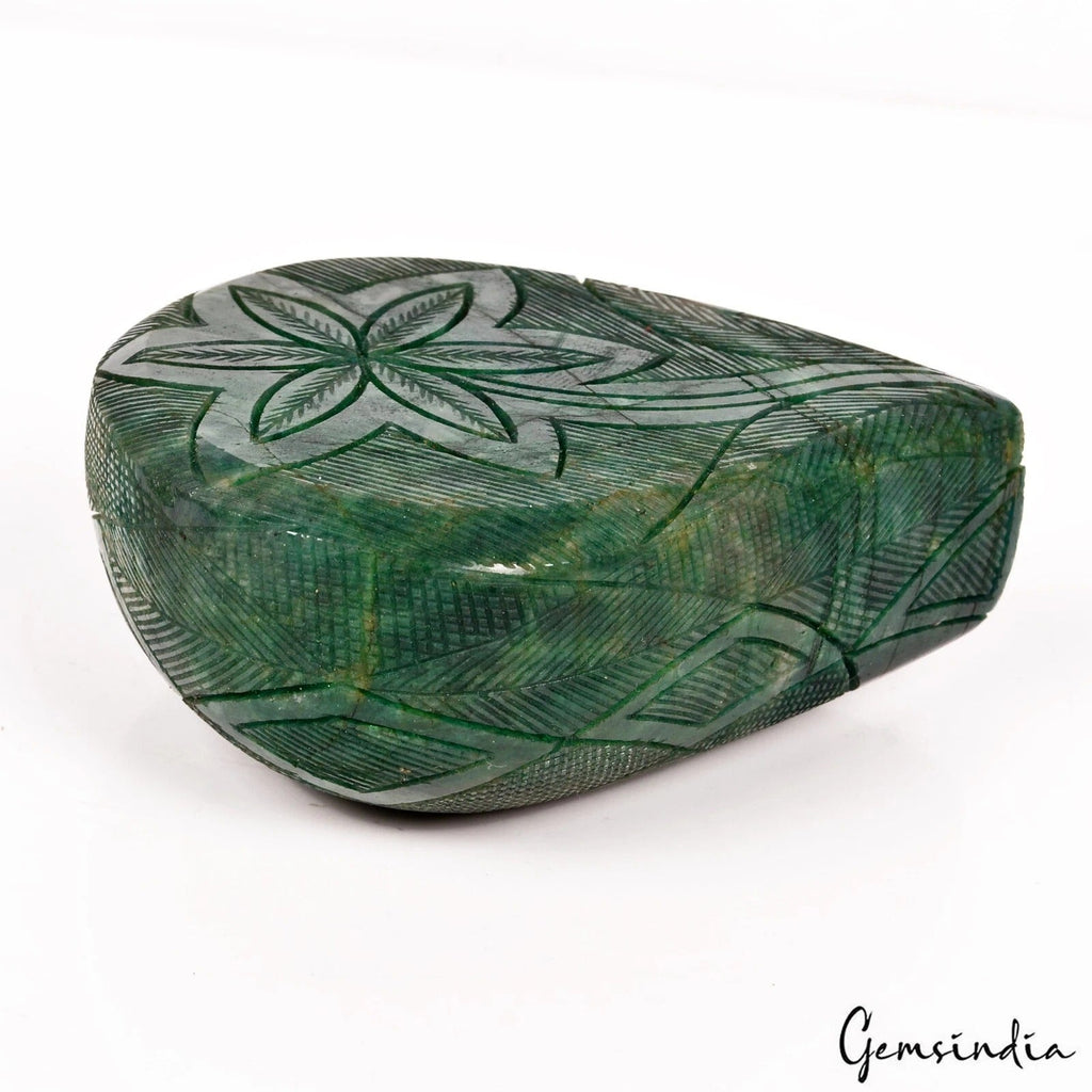 3530 Ct Natural Green Brazilian Emerald Pear Carving Large Size Earth Mined Gem