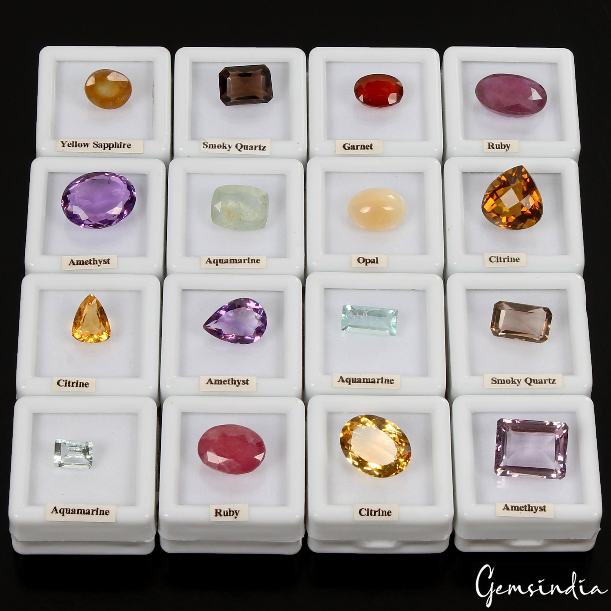 16 Pcs Estate Genuine Semi Precious Loose Mix Cut Jewelry Gemstones Collection