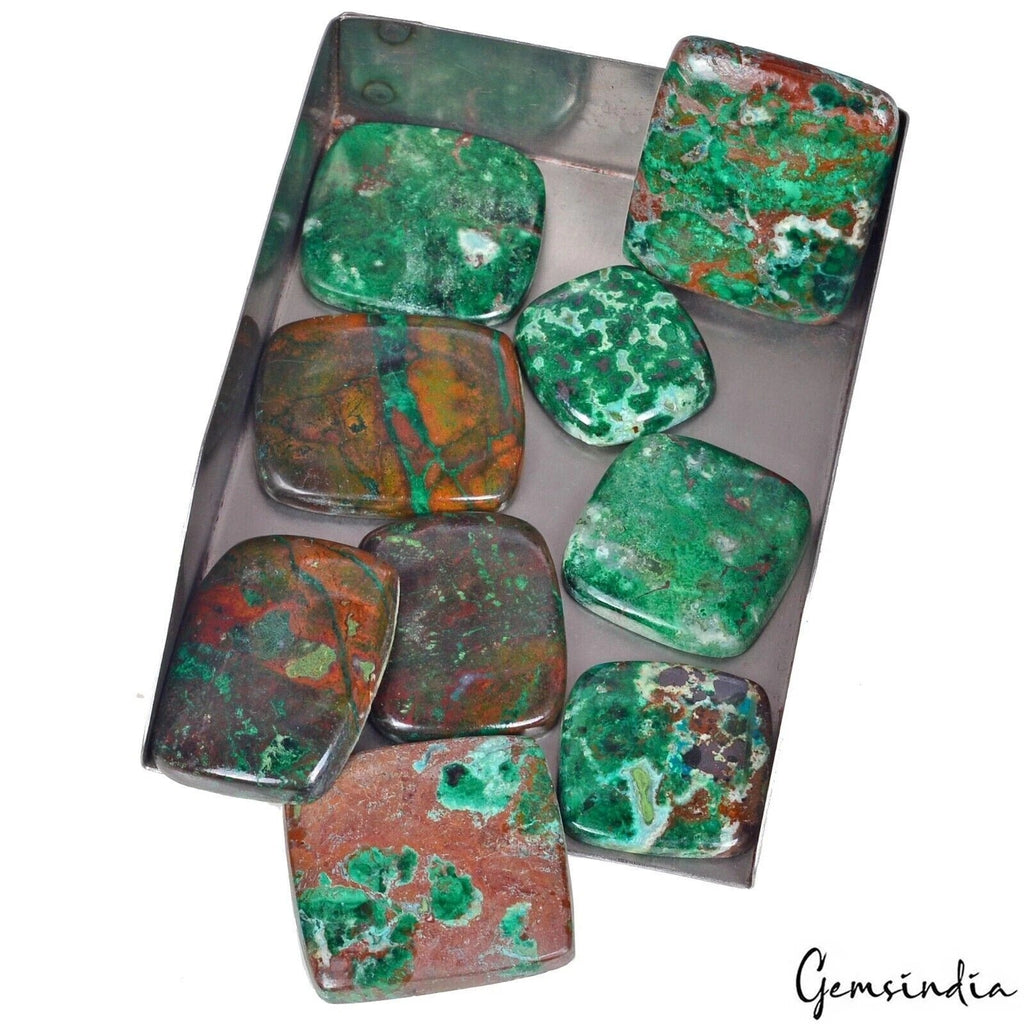 450 Cts/9 Pcs Natural Untreated Bi Color Chrysocolla Cushion Cab Loose Gems Lot