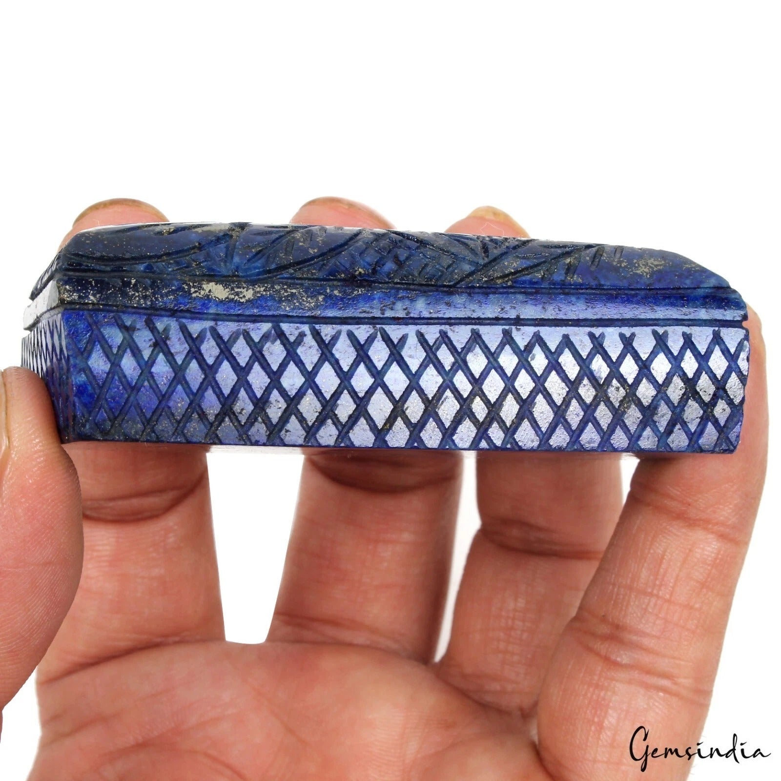 Lapis Lazuli Carving, Color Enhanced, Blue — 73 x 39 x 24mm, 950 Ct, Afghanistan