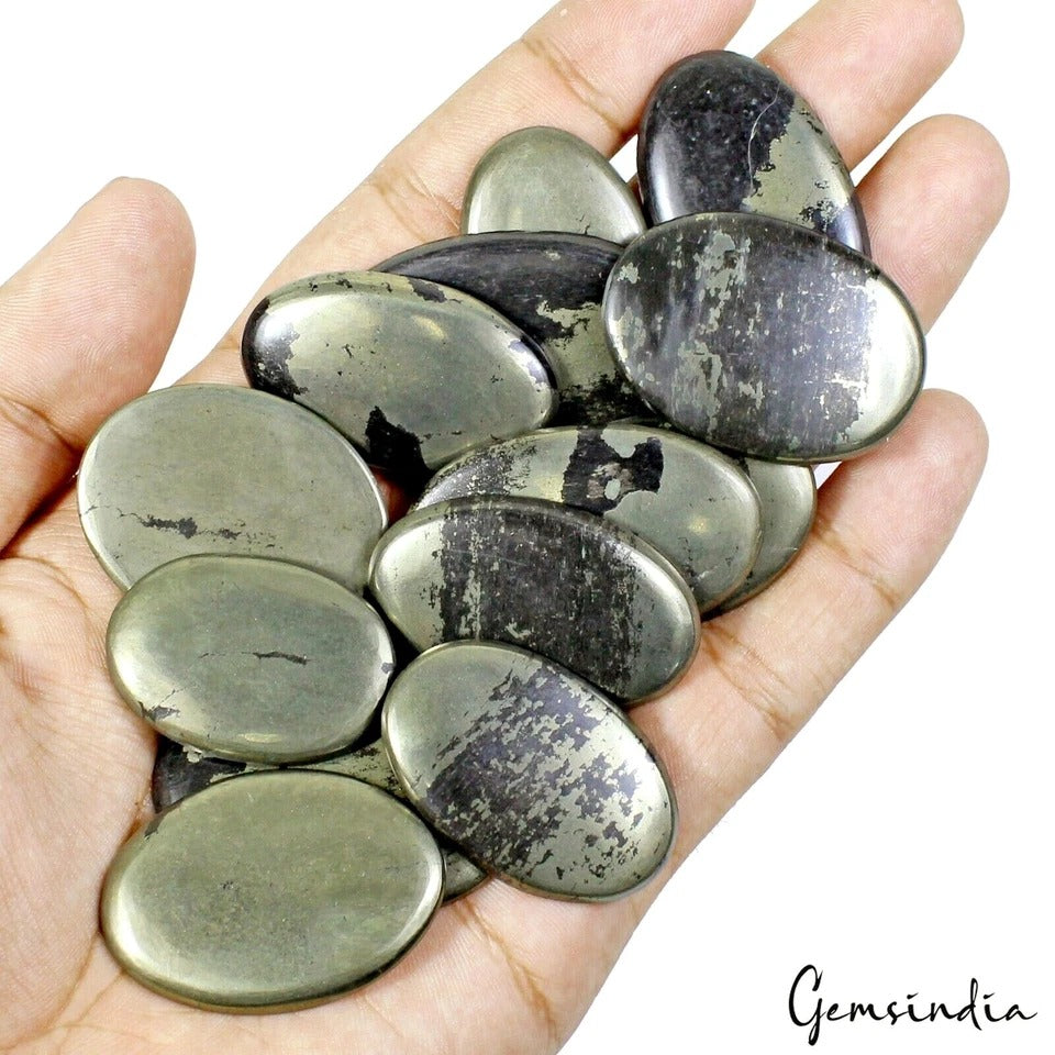 1000 Ct/17 Pcs Natural Untreated Peru Apache Gold Pyrite Mix Cabochon Gemstones