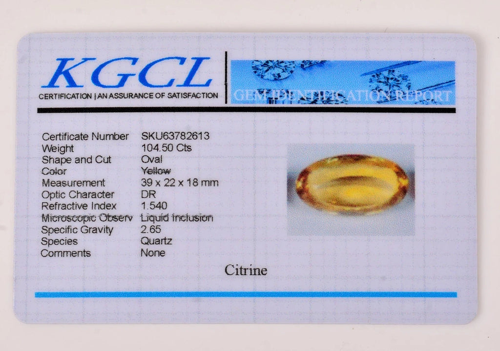 Large & Clean 104.50 Ct Natural Yellow Citrine Oval Cut Loose Certified Gemstone