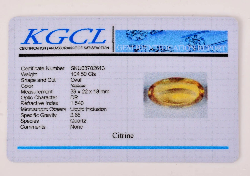 Citrine Loose Gemstone, Untreated, Yellow — 39x22x18 mm, 104.50 Ct, Brazil