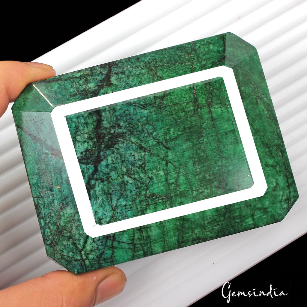 3940 Ct Natural Green Zambian Emerald Octagon Faceted Earth Mined Loose Gemstone