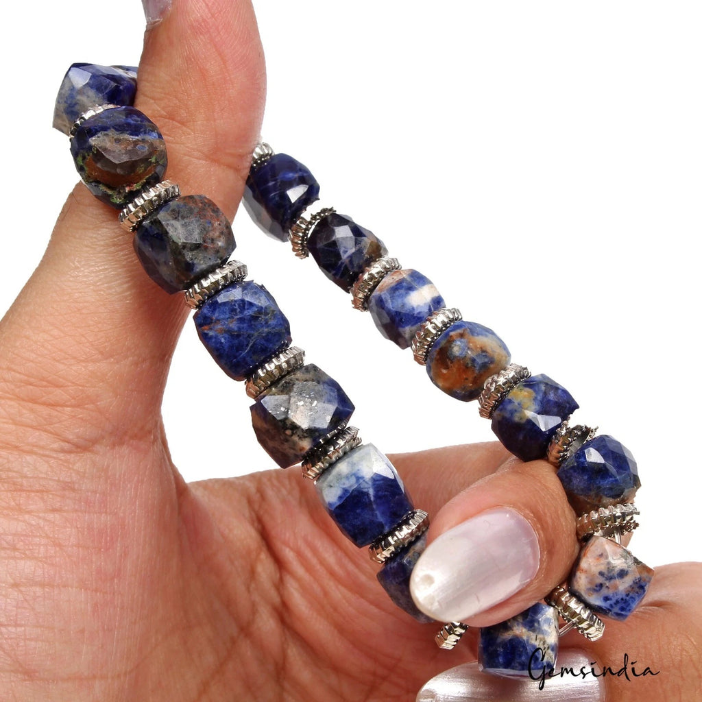 Sodalite Bracelet, Untreated, Blue — 6.5 Inch, 103.35 Ct, Madagascar