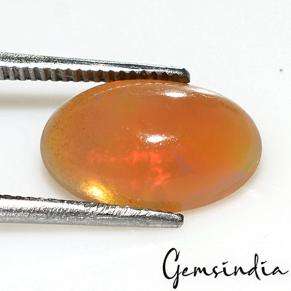 Certified 1.60 Cts Natural Untreated Welo Fire Ethiopian Opal Oval Cab Loose Gem