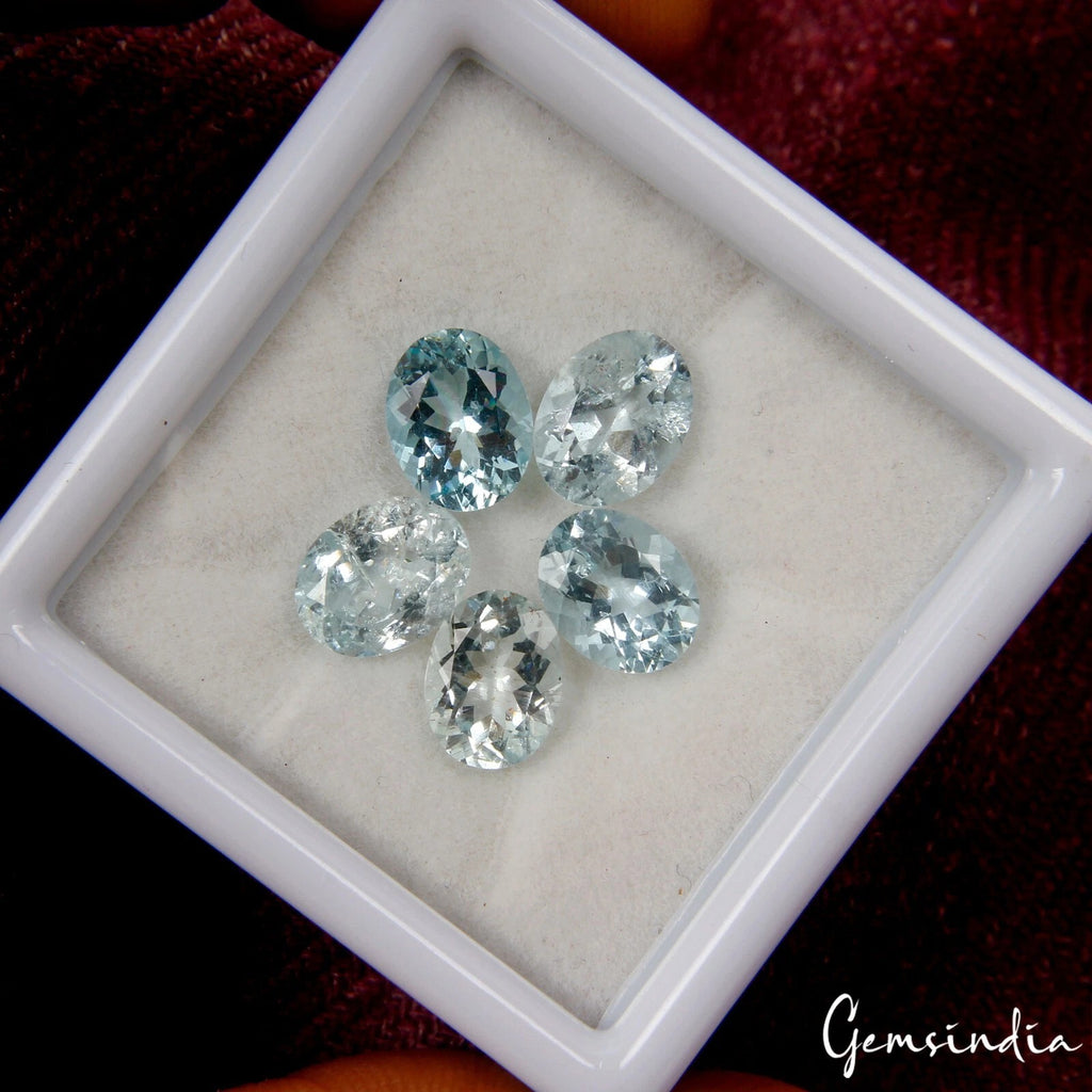 Aquamarine Lot, Loose Gemstone — 5 Pieces, 8mm, 8.00 Ct, Brazil