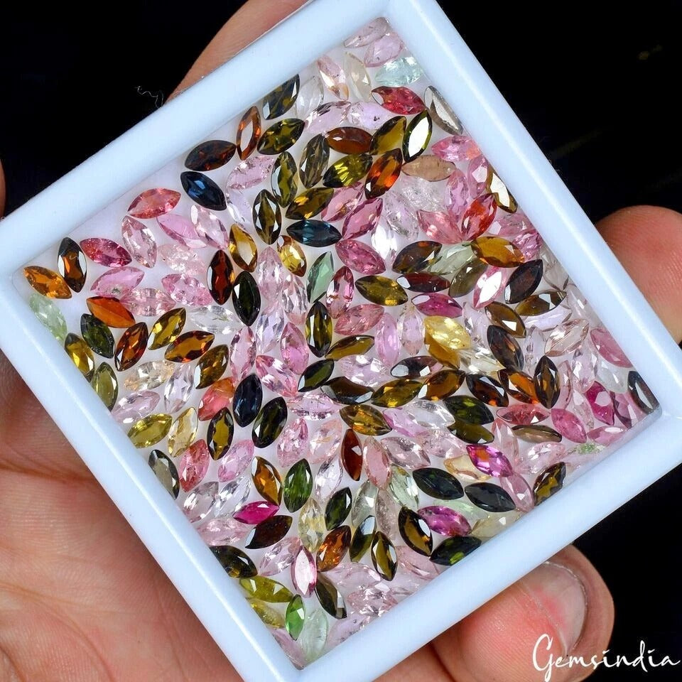 Natural Multi-Color Tourmaline Lot - Marquise Cut - Eye Clean- High Luster~6x3mm