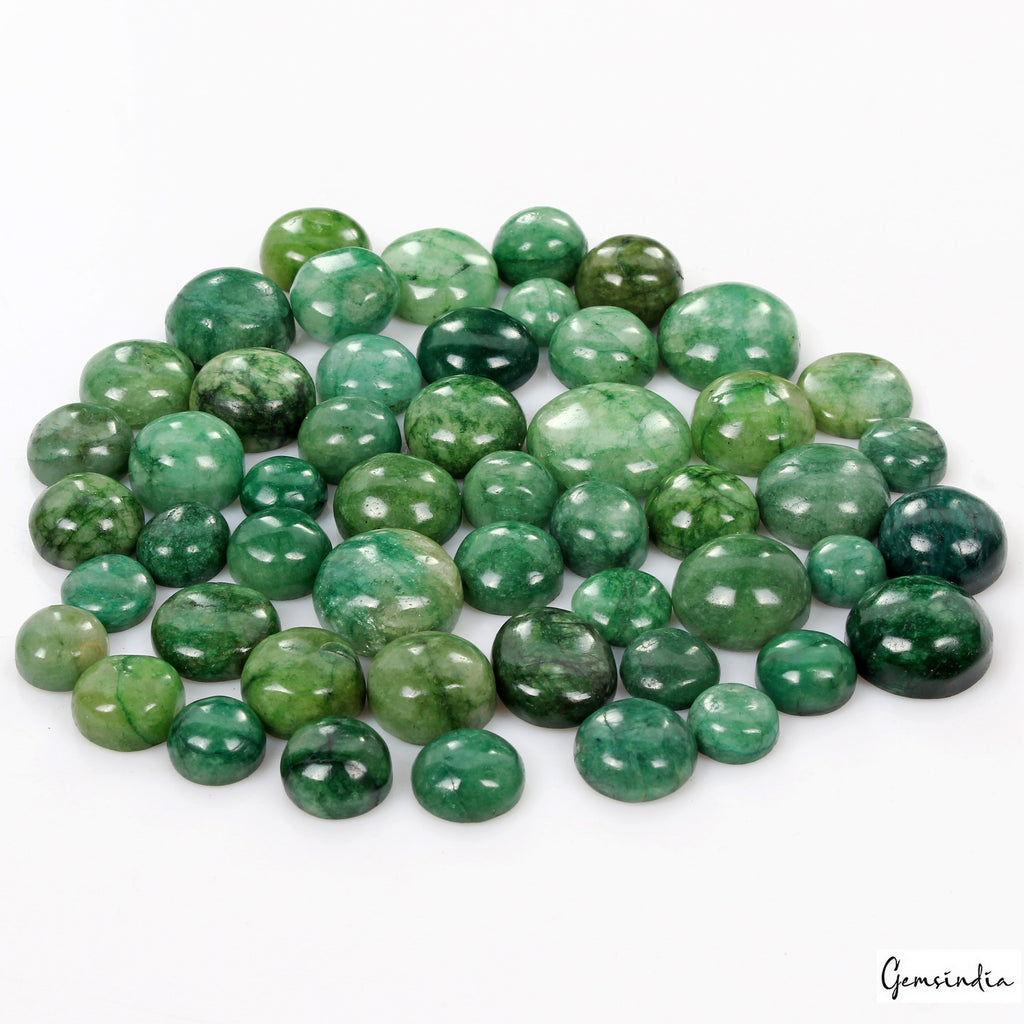Natural 800 Cts Brazilian Green Emerald Round Cabochon Loose Gemstone Lot 51 Pcs