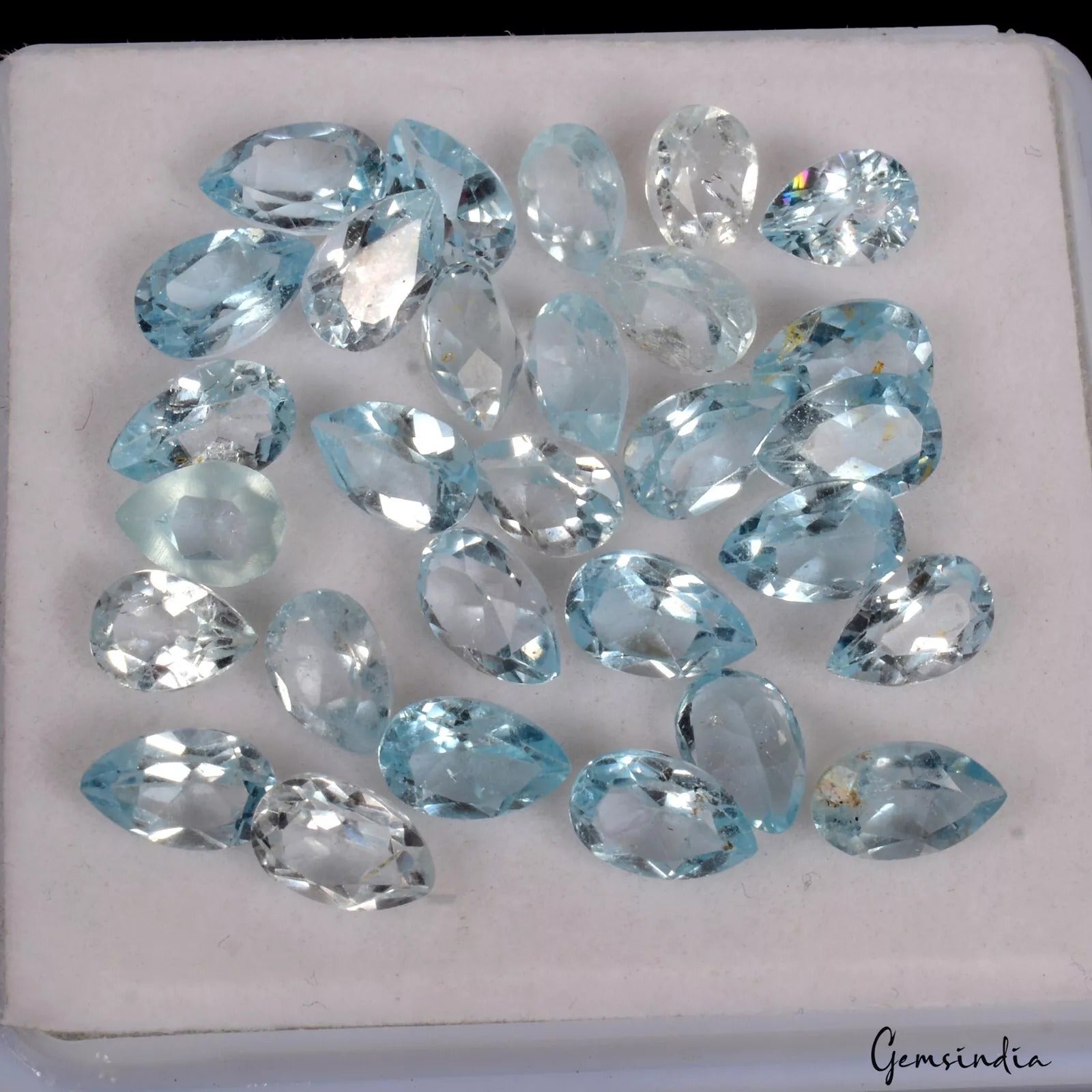 VVS 31 Pcs Natural Topaz Pear Cut Stunning Untreated Loose Gemstones Lot~7mm-8mm