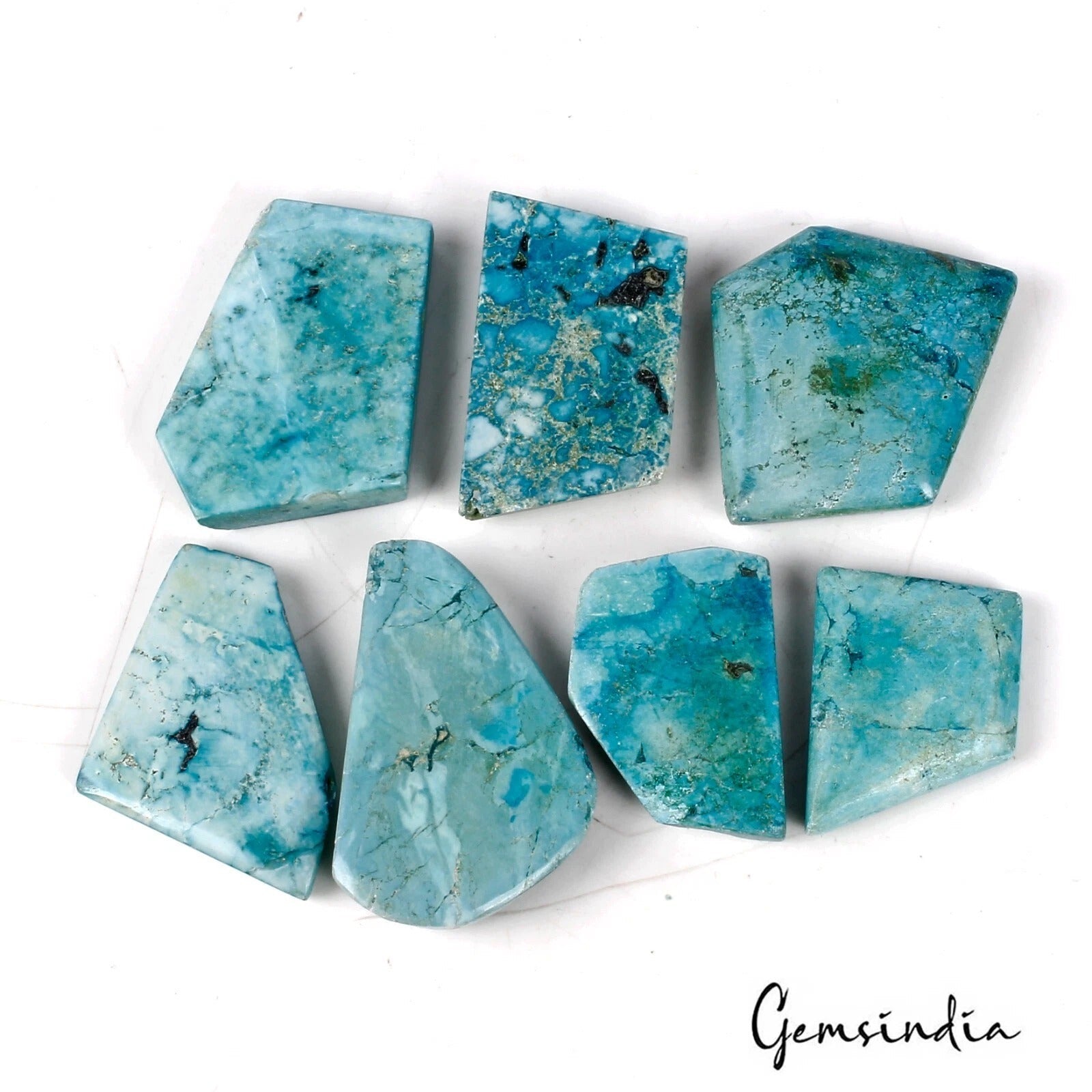 460 Ct Natural Treated & Stabilized Turquoise Mix Cabochon Loose Gems Lot 7 Pcs