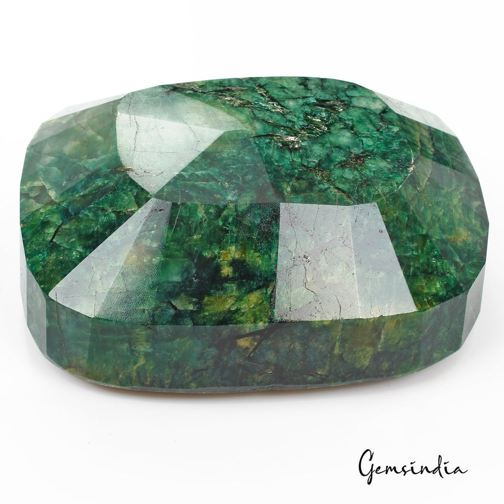 Certified 5130Ct Natural Brazilian Green Emerald Cushion Cut Huge Size Loose Gem