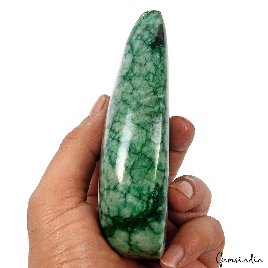 Brazilian Emerald Cabochon, Blue — 120 x 75 x 32 mm, 2300 Ct, Brazil